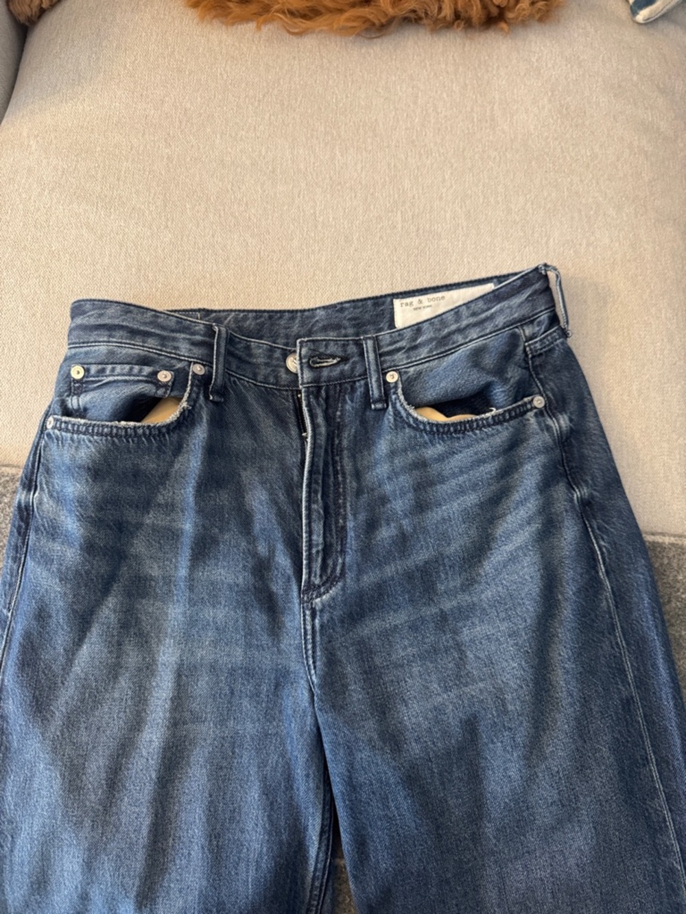 rag & bone Women's Wide Leg Jeans in Dark Blue Wash